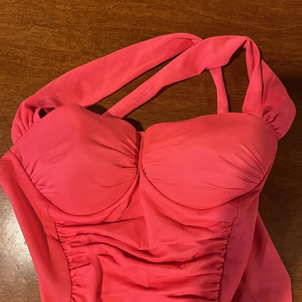 Swim‎ Shaper Union Made Size 8 One Piece Swimsuit Bright Pinky Orange Cupped